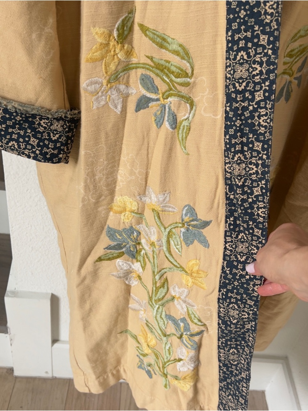 Free People Henlow Embroidered Duster Long Cardigan - Yellow - M/L - NWT - Picture 6 of 8